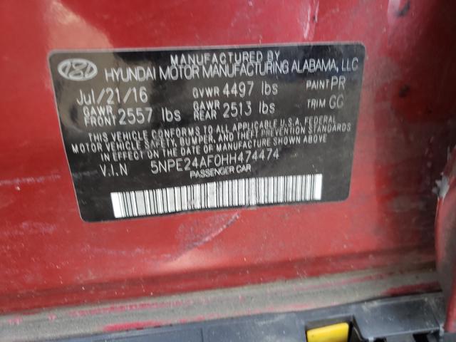 Photo 10 from auction – 2017 HYUNDAI SONATA SE with VIN 5NPE24AF0HH474474