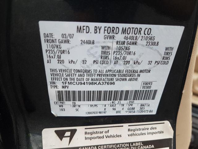 Photo 9 from auction – 2008 FORD ESCAPE LIM with VIN 1FMCU94198KA37696