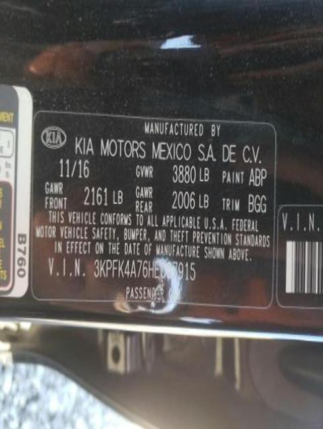 Photo 10 from auction – 2017 KIA FORTE LX with VIN 3KPFK4A76HE087915