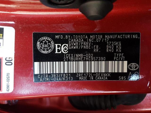Photo 9 from auction – 2017 TOYOTA COROLLA L with VIN 2T1BURHE7HC957390