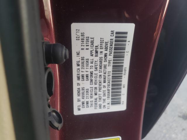Photo 10 from auction – 2012 ACURA TL with VIN 19UUA8F26CA027970