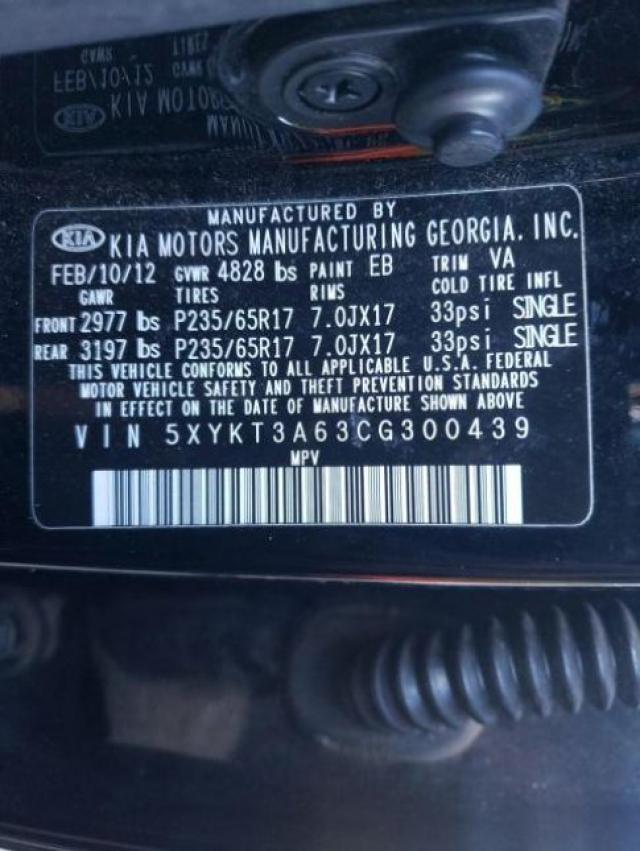 Photo 10 from auction – 2012 KIA SORENTO BA with VIN 5XYKT3A63CG300439