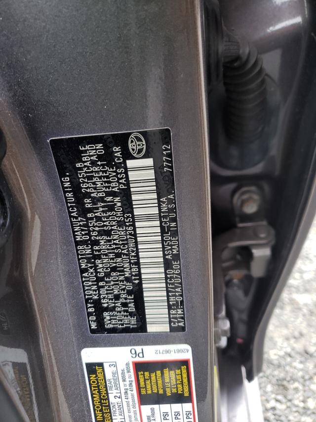 Photo 10 from auction – 2017 TOYOTA CAMRY LE with VIN 4T1BF1FK2HU736153