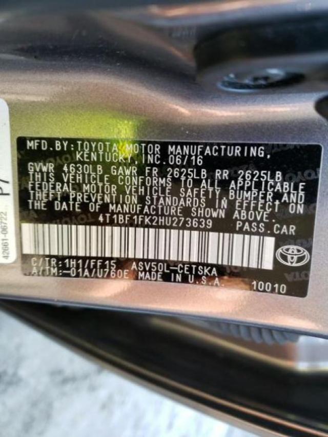 Photo 10 from auction – 2017 TOYOTA CAMRY LE with VIN 4T1BF1FK2HU273639