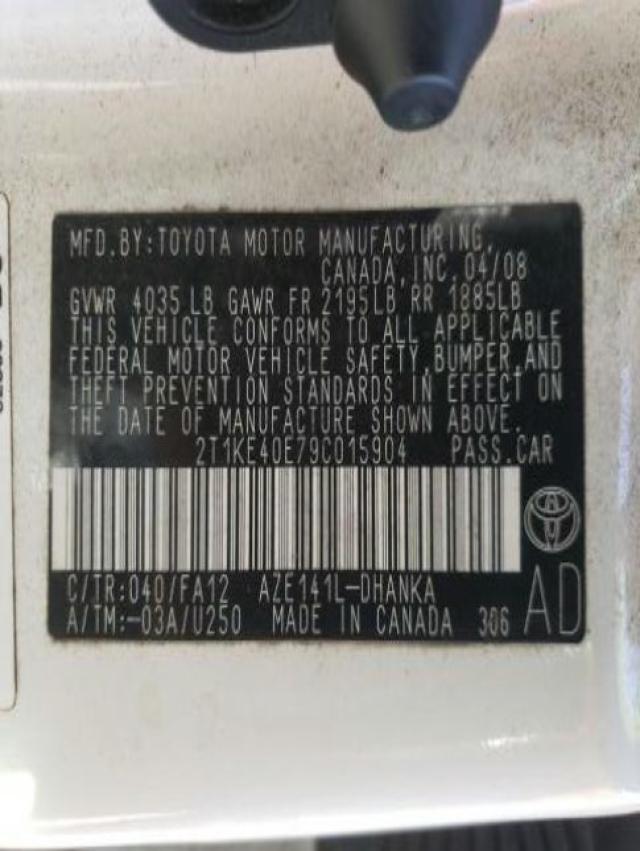 Photo 10 from auction – 2009 TOYOTA COROLLA MA with VIN 2T1KE40E79C015904
