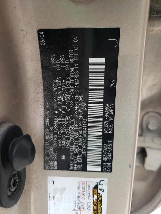 Photo 10 from auction – 2004 TOYOTA HIGHLANDER with VIN JTEDP21A340041143