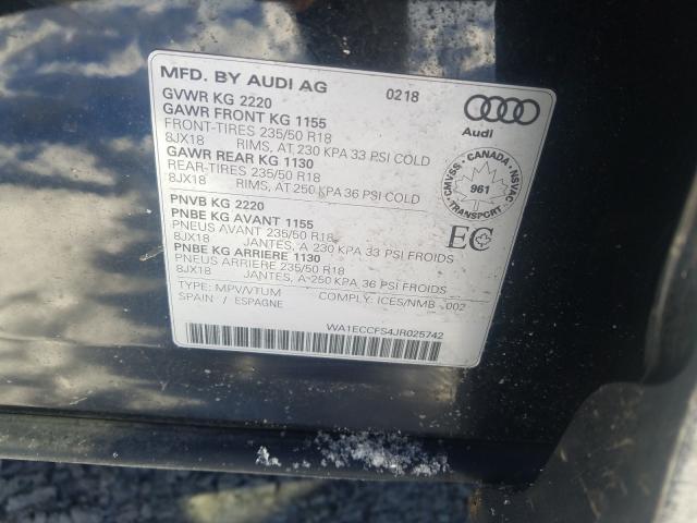 Photo 9 from auction – 2018 AUDI Q3 PREMIUM with VIN WA1ECCFS4JR025742