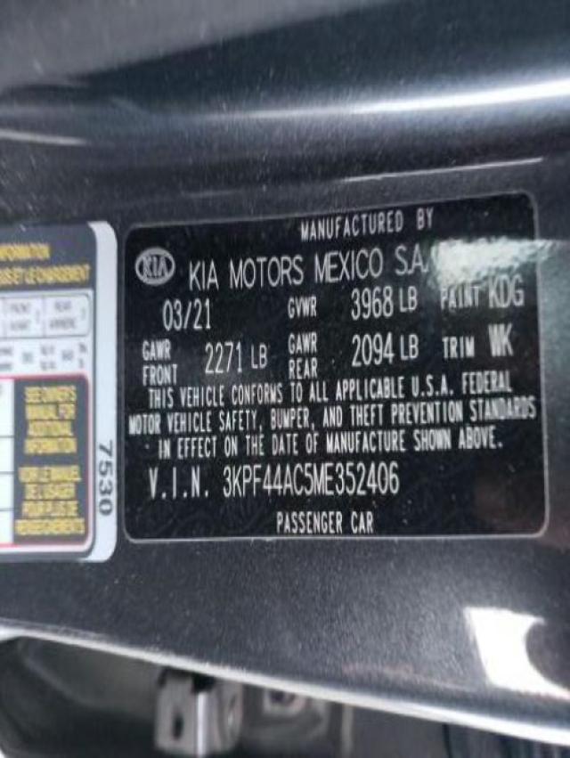 Photo 10 from auction – 2021 KIA FORTE GT with VIN 3KPF44AC5ME352406