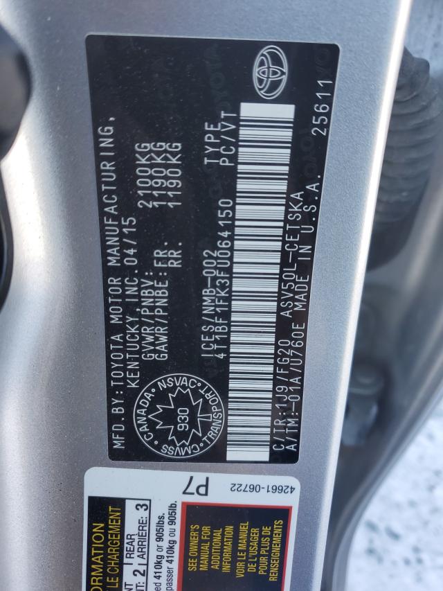 Photo 10 from auction – 2015 TOYOTA CAMRY LE with VIN 4T1BF1FK3FU064150