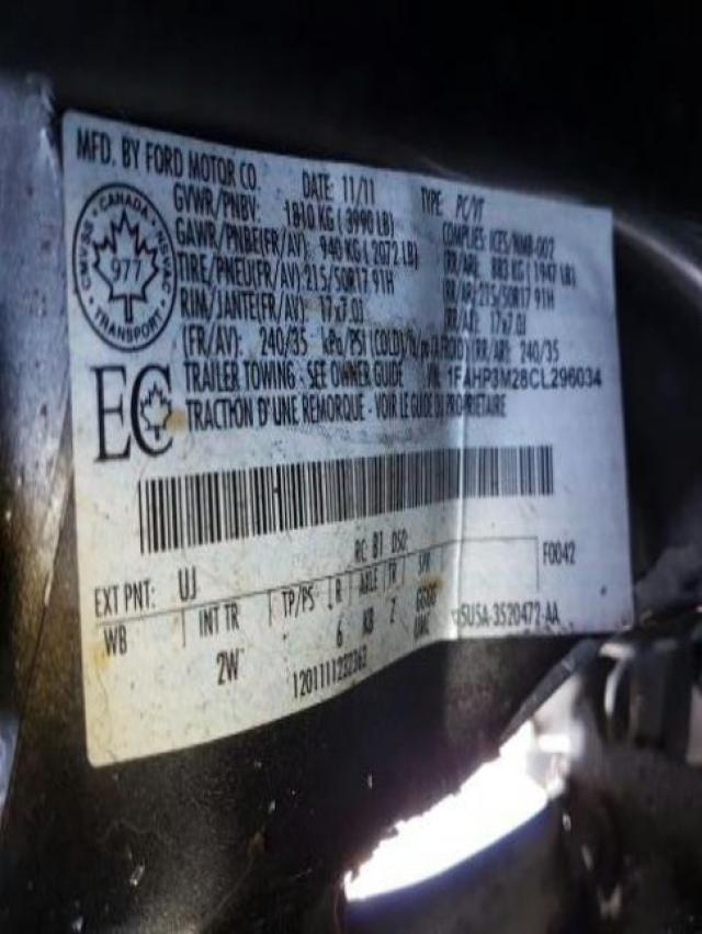 Photo 9 from auction – 2012 FORD FOCUS SEL with VIN 1FAHP3M28CL296034