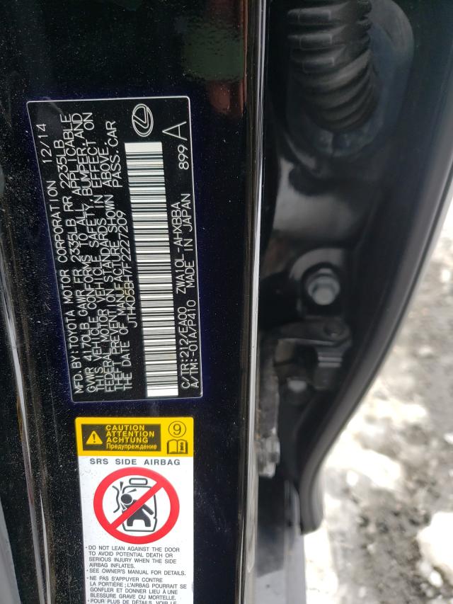 Photo 10 from auction – 2015 LEXUS CT 200 with VIN JTHKD5BH7F2227209