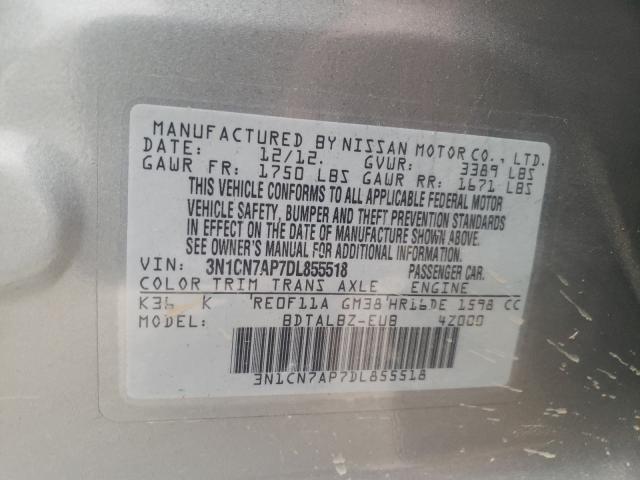 Photo 10 from auction – 2013 NISSAN VERSA S with VIN 3N1CN7AP7DL855518
