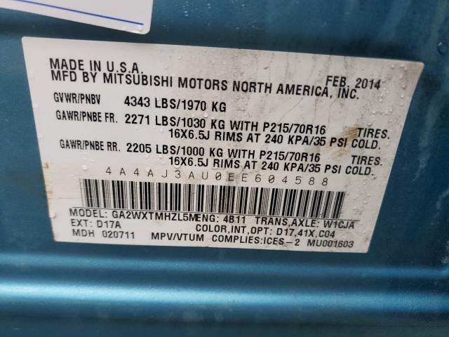 Photo 10 from auction – 2014 MITSUBISHI RVR SE with VIN 4A4AJ3AU0EE604588