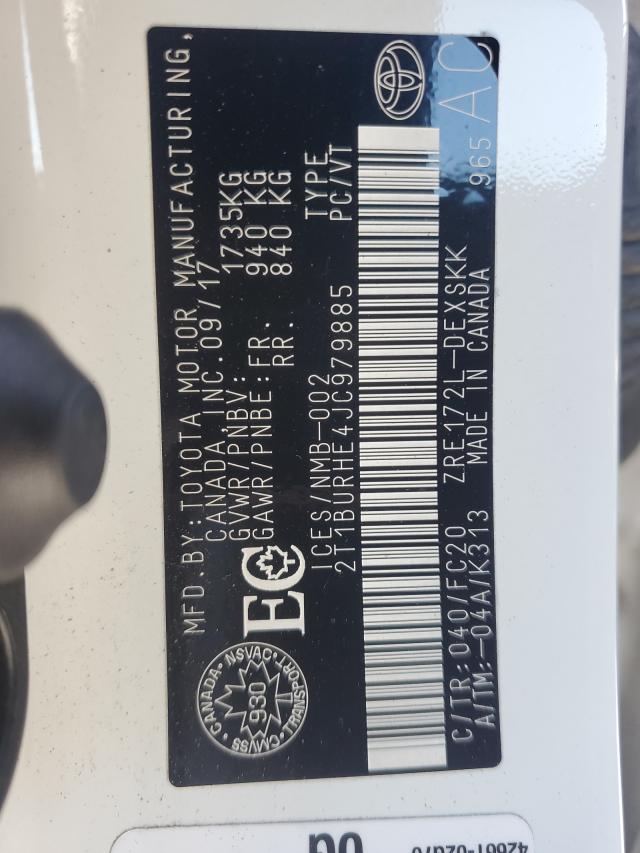 Photo 10 from auction – 2018 TOYOTA COROLLA L with VIN 2T1BURHE4JC979885