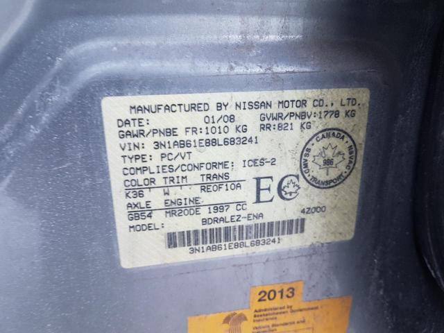 Photo 9 from auction – 2008 NISSAN SENTRA 2.0 with VIN 3N1AB61E88L683241