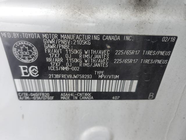 Photo 10 from auction – 2018 TOYOTA RAV4 LE with VIN 2T3BFREV8JW758293
