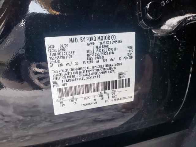 Photo 10 from auction – 2020 FORD EXPLORER L with VIN 1FMSK8FH2LGD12116