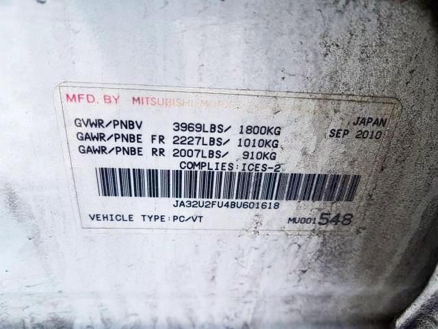 Photo 9 from auction – 2011 MITSUBISHI LANCER ES/ with VIN JA32U2FU4BU601618