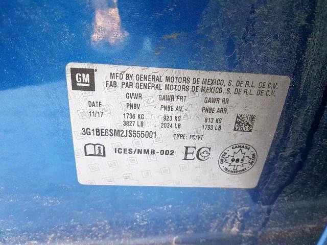 Photo 9 from auction – 2018 CHEVROLET CRUZE LT with VIN 3G1BE6SM2JS555001