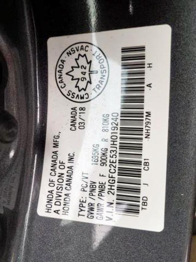 Photo 9 from auction – 2018 HONDA CIVIC LX with VIN 2HGFC2E53JH019240