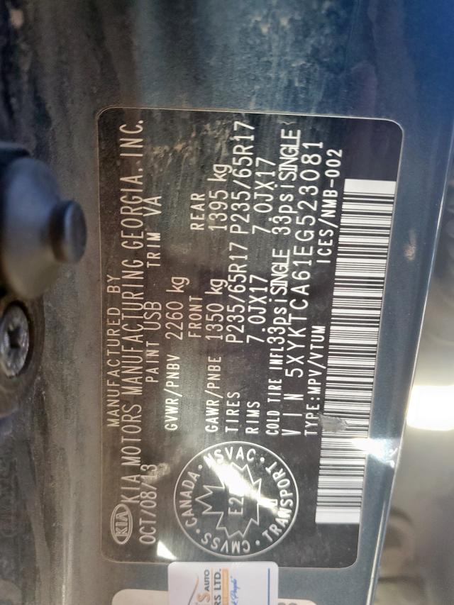 Photo 10 from auction – 2014 KIA SORENTO LX with VIN 5XYKTCA61EG523081