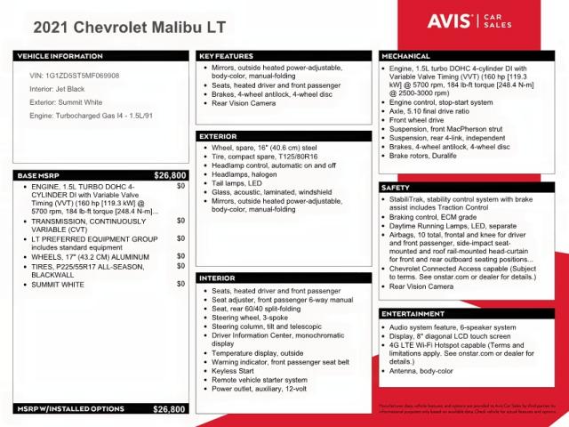 Photo 10 from auction – 2021 CHEVROLET MALIBU LT with VIN 1G1ZD5ST5MF069908