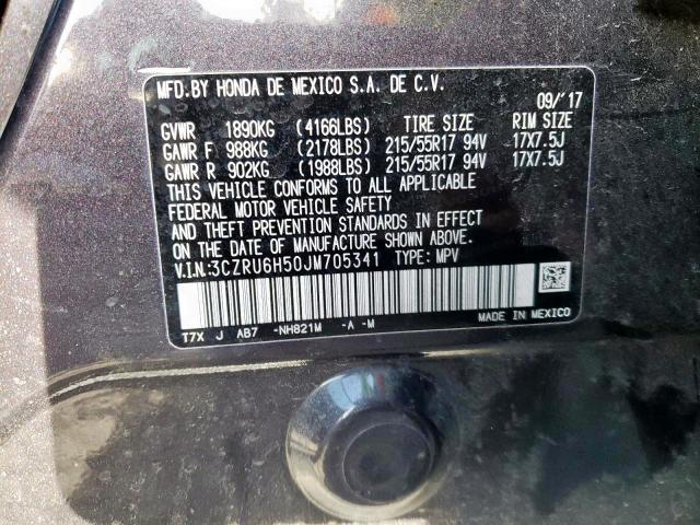 Photo 10 from auction – 2018 HONDA HR-V EX with VIN 3CZRU6H50JM705341