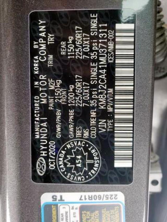 Photo 9 from auction – 2021 HYUNDAI TUCSON SE with VIN KM8J2CA41MU371311