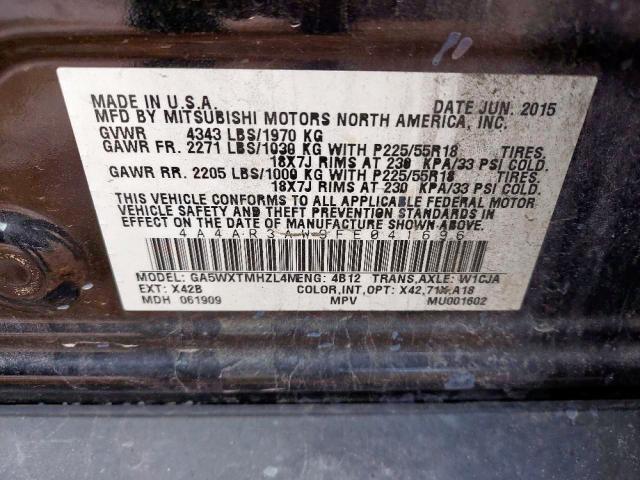 Photo 10 from auction – 2015 MITSUBISHI OUTLANDER with VIN 4A4AR3AW9FE041696