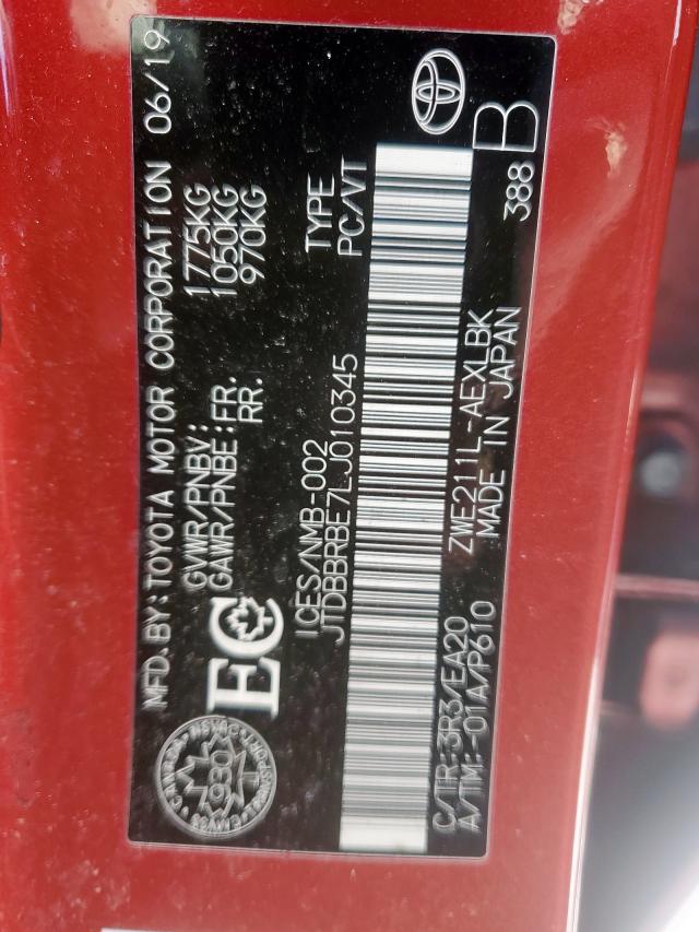 Photo 10 from auction – 2020 TOYOTA COROLLA LE with VIN JTDBBRBE7LJ010345
