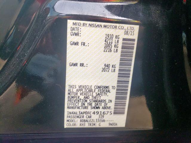 Photo 10 from auction – 2015 NISSAN ALTIMA 2.5 with VIN 1N4AL3AP0FC491675