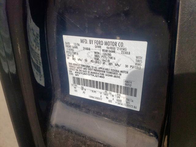 Photo 10 from auction – 2007 MERCURY MARINER LU with VIN 4M2YU91177KJ21460