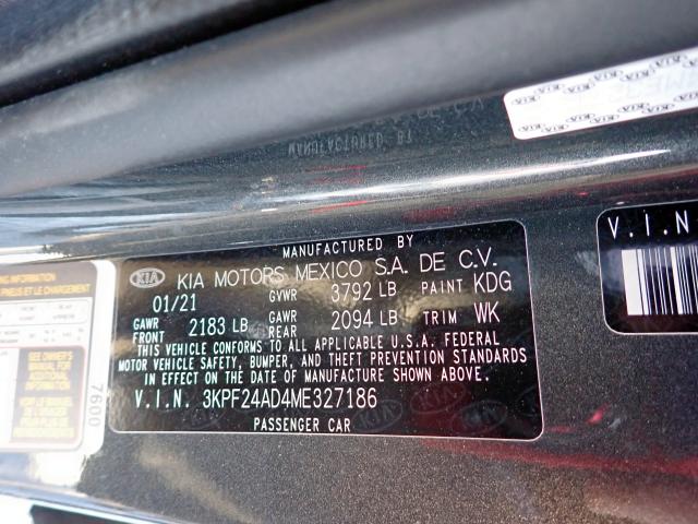 Photo 10 from auction – 2021 KIA FORTE FE with VIN 3KPF24AD4ME327186
