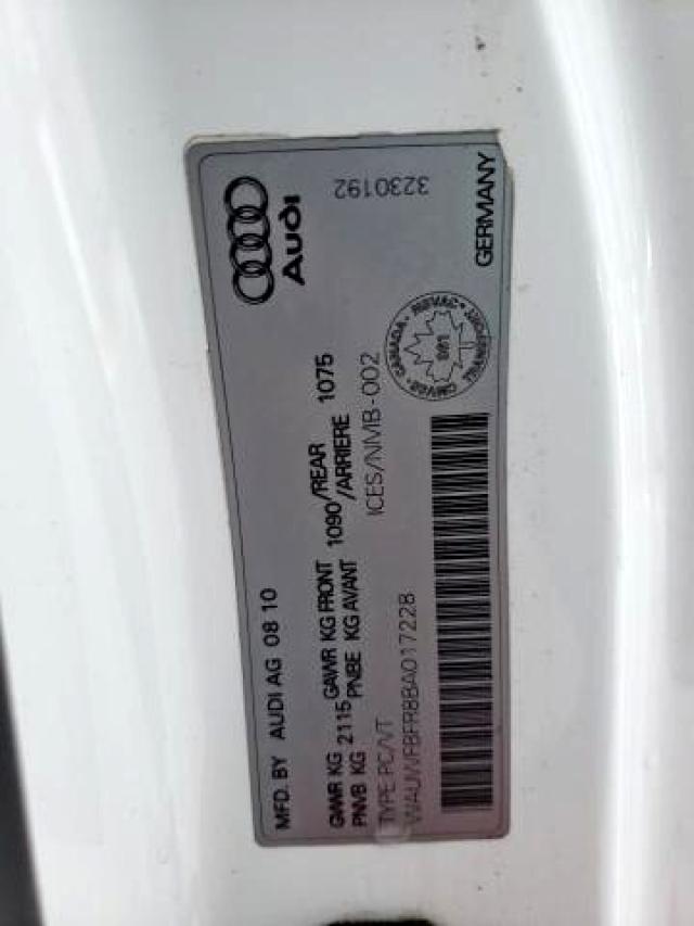 Photo 9 from auction – 2011 AUDI A5 PRESTIG with VIN WAUWFBFR8BA017228