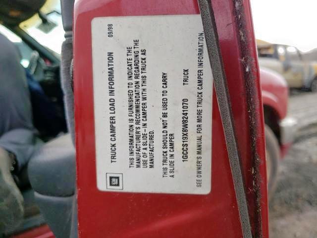 Photo 10 from auction – 1998 CHEVROLET S TRUCK/S1 with VIN 1GCCS19X8W8241070