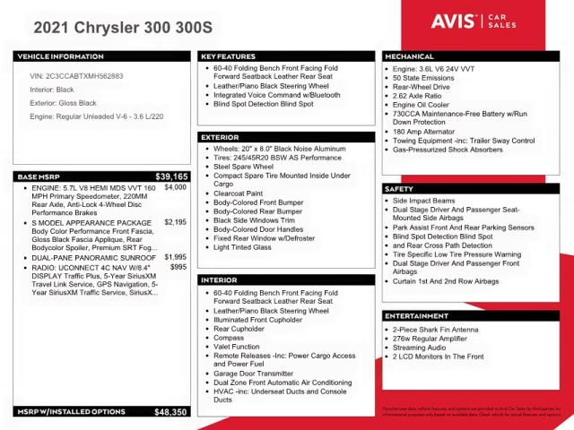 Photo 10 from auction – 2021 CHRYSLER 300 S with VIN 2C3CCABTXMH562883