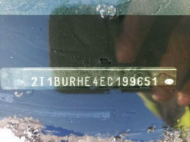 Photo 9 from auction – 2014 TOYOTA COROLLA L with VIN 2T1BURHE4EC199651