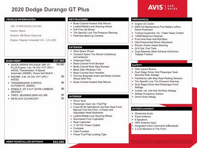 Photo 10 from auction – 2020 DODGE DURANGO GT with VIN 1C4RDJDG5LC261085