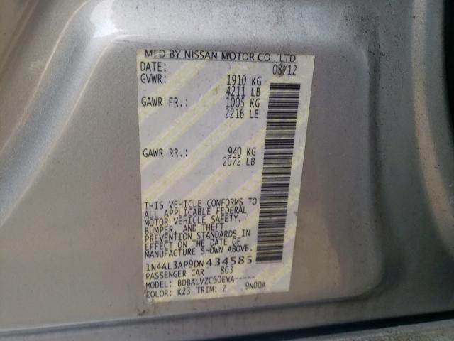 Photo 10 from auction – 2013 NISSAN ALTIMA with VIN 1N4AL3AP9DN434585