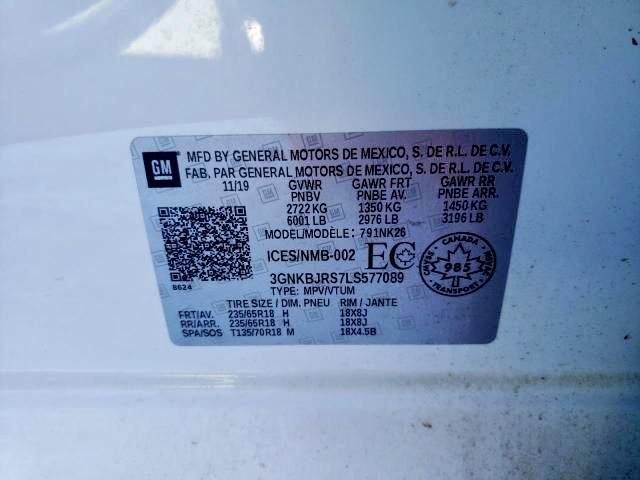 Photo 9 from auction – 2020 CHEVROLET BLAZER 3LT with VIN 3GNKBJRS7LS577089