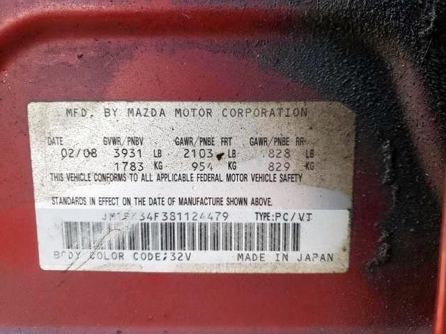 Photo 9 from auction – 2008 MAZDA 3 I with VIN JM1BK34F381124479