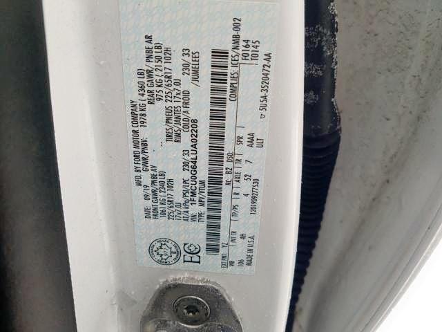 Photo 9 from auction – 2020 FORD ESCAPE SE with VIN 1FMCU0G64LUA02208