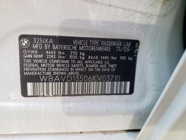 Photo 10 from auction – 2006 BMW 325 XI with VIN WBAVD13506KV03710
