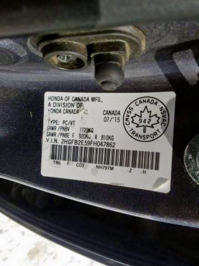 Photo 9 from auction – 2015 HONDA CIVIC LX with VIN 2HGFB2E59FH047862