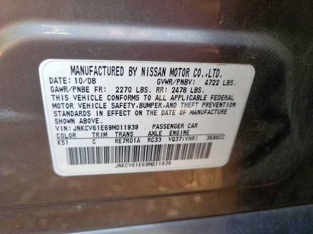 Photo 10 from auction – 2009 INFINITI G37 BASE with VIN JNKCV61E69M011939