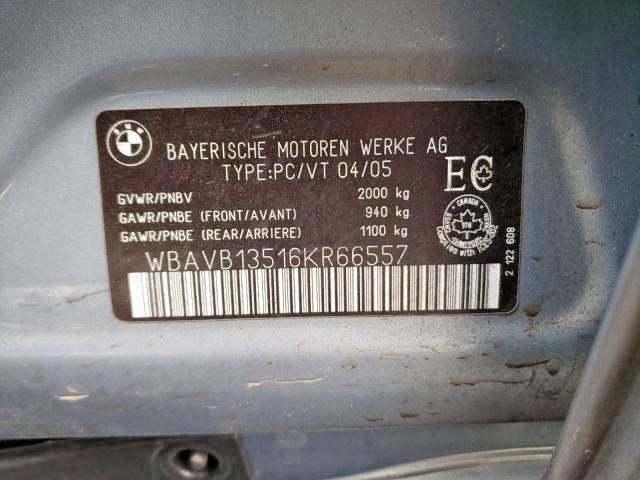 Photo 10 from auction – 2006 BMW 325 I with VIN WBAVB13516KR66557