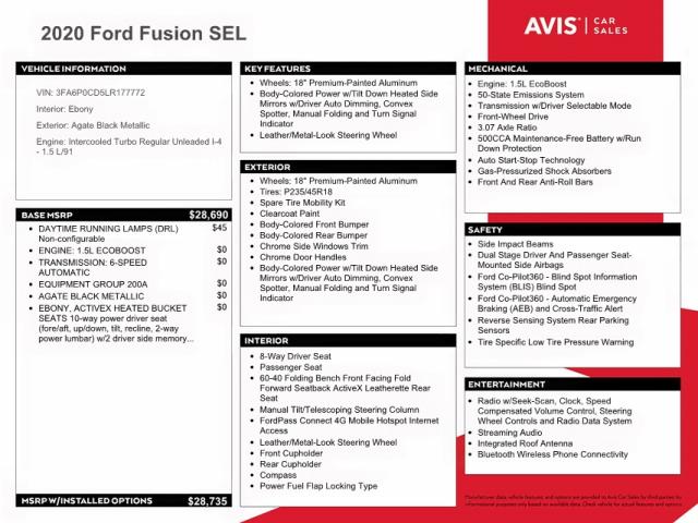 Photo 10 from auction – 2020 FORD FUSION SEL with VIN 3FA6P0CD5LR177772