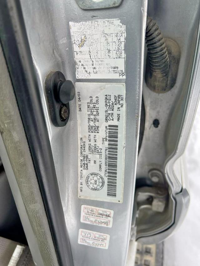Photo 9 from auction – 2003 TOYOTA 4RUNNER SR with VIN JTEBU14R838007761