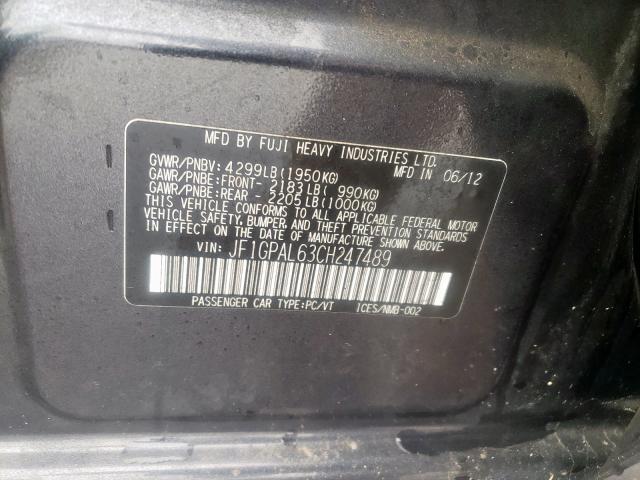 SUBARU IMPREZA SP 2012 with VIN JF1GPAL63CH247489 - Photo from auction
