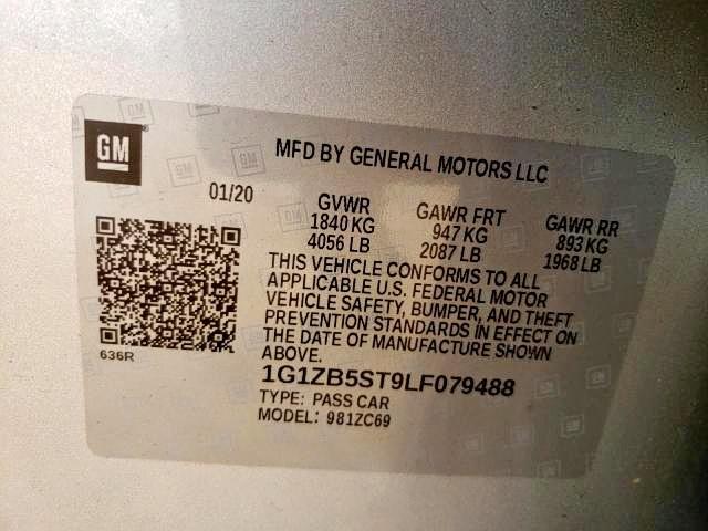Photo 10 from auction – 2020 CHEVROLET MALIBU LS with VIN 1G1ZB5ST9LF079488
